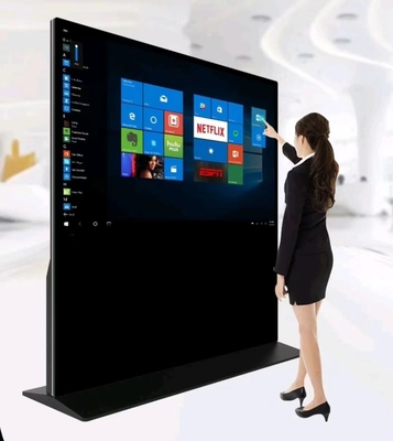 Black 43in Floor Standing Digital Signage 43 Inch 500 Nits Outdoor Advertising