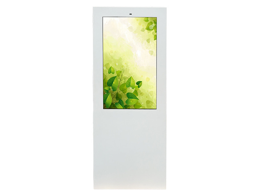 White 43" Outdoor Digital Signage Displays Waterproof LCD Standing Kiosk