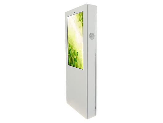 White 43" Outdoor Digital Signage Displays Waterproof LCD Standing Kiosk
