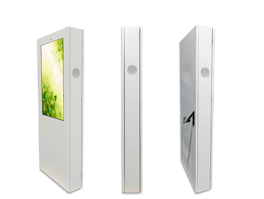 White 43" Outdoor Digital Signage Displays Waterproof LCD Standing Kiosk